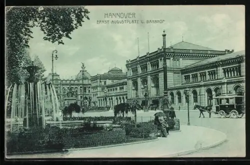 AK Hannover, Ernst Augustplatz, Bahnhof