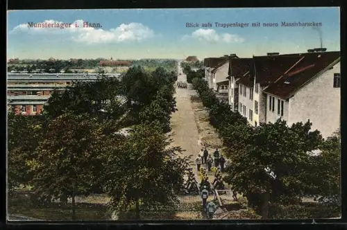 AK Munsterlager i. Hann., Blick aufs Truppenlager mit neuen Massivbaracken
