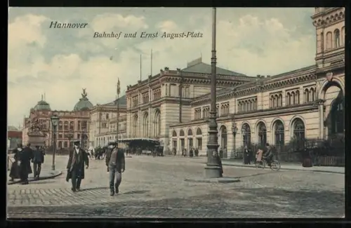 AK Hannover, Bahnhof und Ernst August-Platz