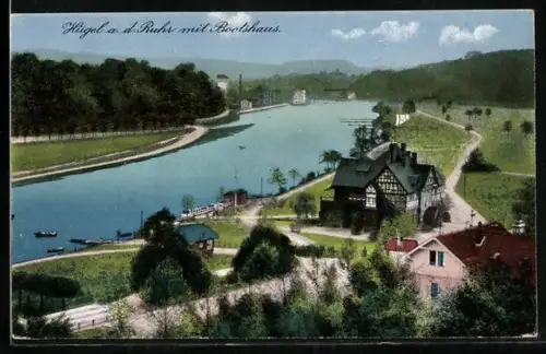 AK Hügel a. d. Ruhr, Bootshaus, Hotel-Restaurant Ruhrstein, Bredeney, Inh. Waldemar Müller