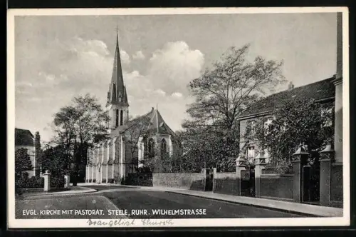AK Steele /Ruhr, Evangelische Kirche mit Pastorat, Wilhelmstrasse
