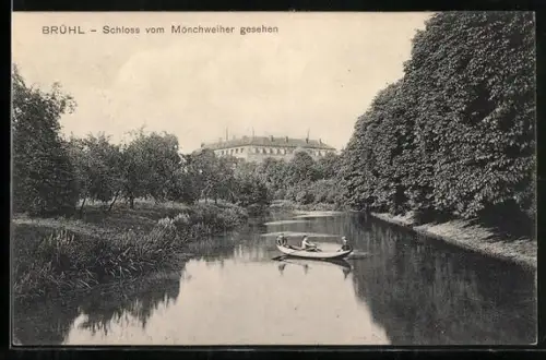 AK Brühl / Rheinland, Schloss vom Mönchweiher gesehen
