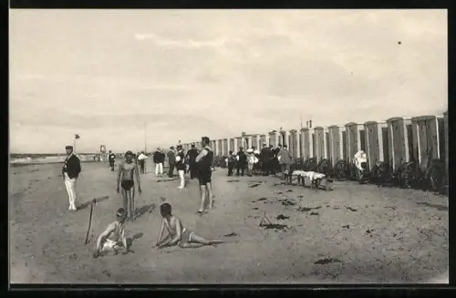 AK Wangerooge, Herrenbad, Badekarren, Strandansicht