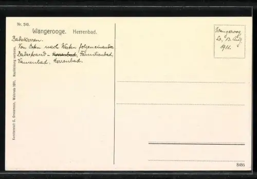 AK Wangerooge, Herrenbad, Badekarren, Strandansicht