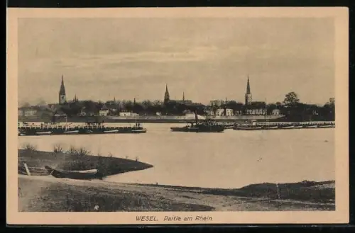 AK Wesel / Rhein, Partie am Rhein