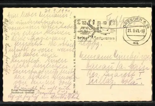 AK Ullersdorf / Dresdner Heide, Ortsansicht mit Feldern und Siedlung