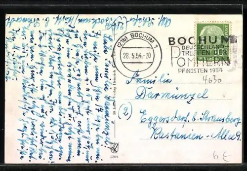 AK Bochum, Rathaus, Bergbau-Museum, Ruhrknappschaft