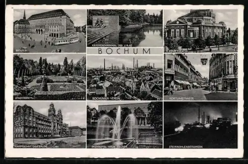 AK Bochum, Rathaus, Stadtpark, Bochumer Verein, Parkhotel Haus Rechen