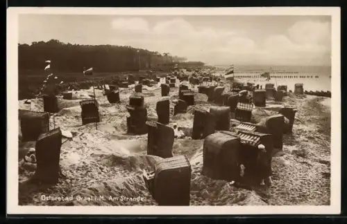 AK Graal i. M., Am Strande, Strandkörbe