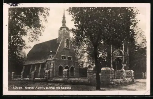 AK Lützen, Gustav Adolf-Denkmal mit Kapelle