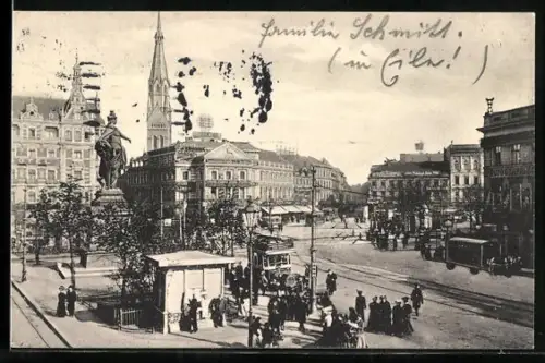 AK Berlin, Alexanderplatz, Strassenbahn