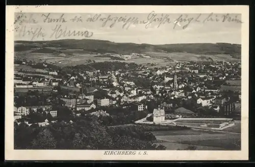 AK Kirchberg i. S., Panoramaansicht der Stadt
