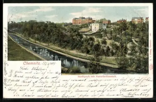 AK Chemnitz, Stadtpark mit Naturheilanstalt