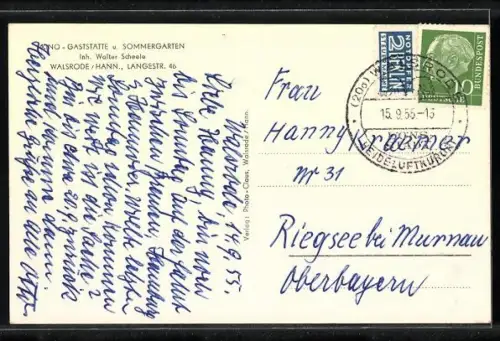 AK Walsrode /Hann., Gasthaus Scheele, Inh. Walter Scheele, Langestrasse 46