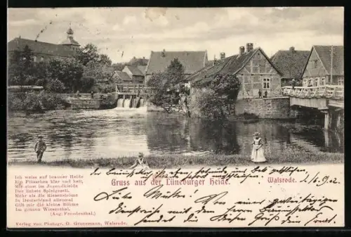 AK Walsrode /Lüneburger Heide, Flusslauf mit Brücke