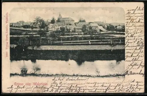 AK Walsrode, Ortsansicht mit Kirche und Fluss