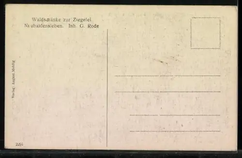 AK Neuhaldensleben, Waldschänke zur Ziegelei, Inh. G. Rode, Partie am Teich