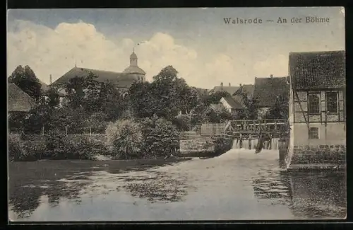 AK Walsrode, An der Böhme, Wehr und Fachwerkhaus