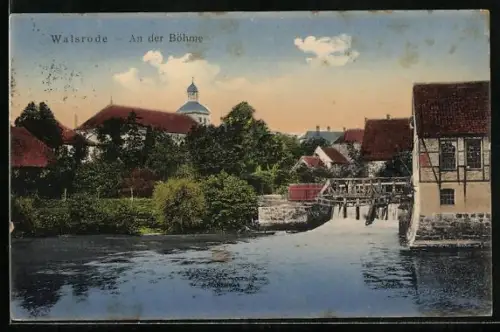 AK Walsrode, An der Böhme, Brücke, Fachwerkhäuser