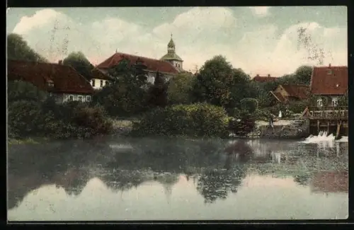 AK Walsrode /Lüneburger Heide, Flusspartie mit Kirche