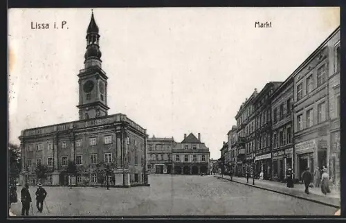 AK Lissa i. P., Blick auf den Markt mit Geschäften
