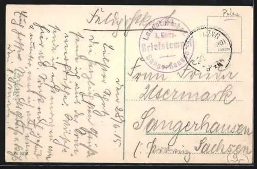 AK Kalisch, St. Josephsplatz mit Kriegszerstörungen 1914/15