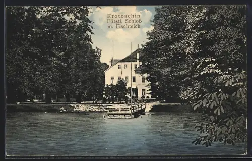AK Krotoschin, Fürstliches Schloss mit Fischteich