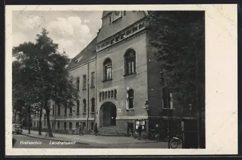 AK Krotoschin, Strassenpartie am Landratsamt