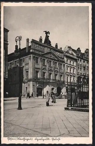 AK Posen, Dzialynski-Palast mit Strasse