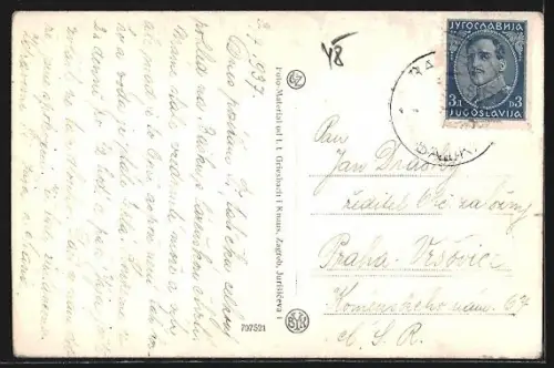 AK Baska, Teilansicht mit Kirche und Meer