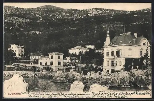 AK Lovrana, Ortspartie am Wasser