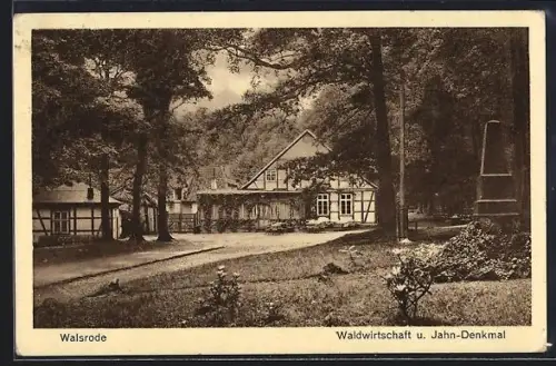 AK Walsrode, Gasthaus Eckenworth und Jahn-Denkmal