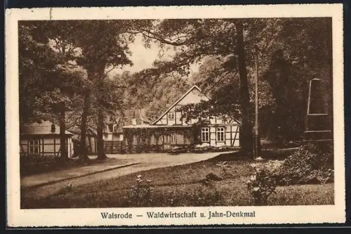 AK Walsrode, Gasthaus Eckenworth mit Jahn-Denkmal