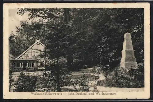 AK Walsrode-Eckernworth, Jahn-Denkmal & Waldrestaurant