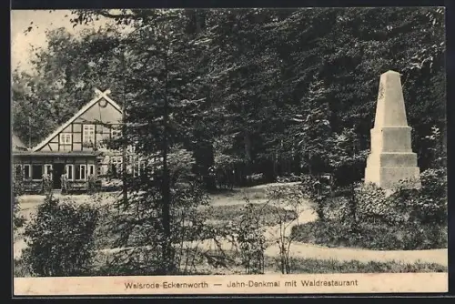 AK Walsrode-Eckernworth, Wald-Restaurant und Jahn-Denkmal
