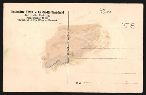 AK Essen-Rüttenscheid, Gaststätte Flora, Inh. Fritz Heining, Innenansicht