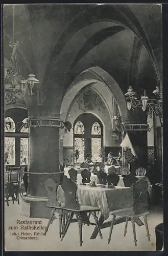 AK Cronenberg /Rheinland, Restaurant zum Rathskeller, Inh. Heinr. Fehlis, Innenansicht