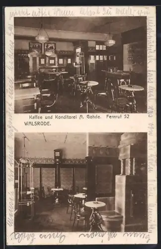 AK Walsrode, Kaffee und Konditorei A. Gohde, Innenansichten