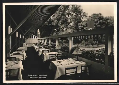 AK Düsseldorf, Park-Hotel, Restaurant-Terrasse