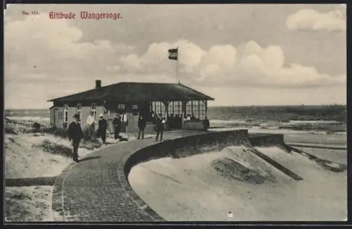 AK Wangerooge, Gasthof Giftbude, Promenade, Seeblick