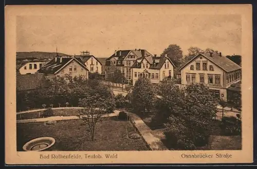 AK Bad Rothenfelde /Teutob. Wald, Osnabrücker Strasse, Wohnhäuser, Gartenanlage