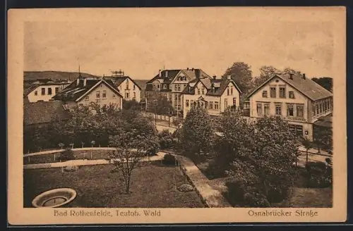 AK Bad Rothenfelde /Teutob. Wald, Osnabrücker Strasse mit Parkanlage aus der Vogelschau