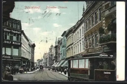 AK Düsseldorf, Schadow Strasse, Strassenbahn, Berliner Tageblatt, Rudolf Mosse