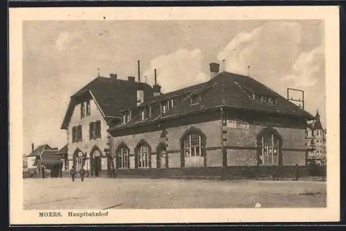 AK Moers, Hauptbahnhof, Ansicht v. d. Strasse
