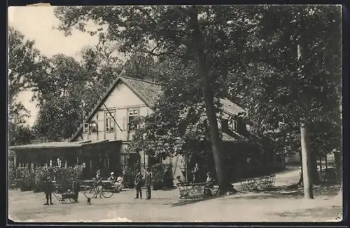 AK Walsrode, Gasthof Eckernworth, Ansicht des Gebäudes mit Garten