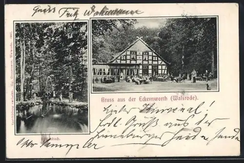 AK Walsrode, Gasthaus Eckernworth, Partie am Bohlenbach