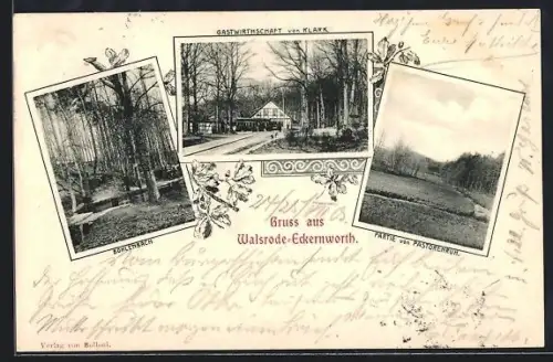 AK Walsrode, Gasthof Eckernworth, Gasthaus von Klark, Partie von Pastorenruh, Bohlenbach