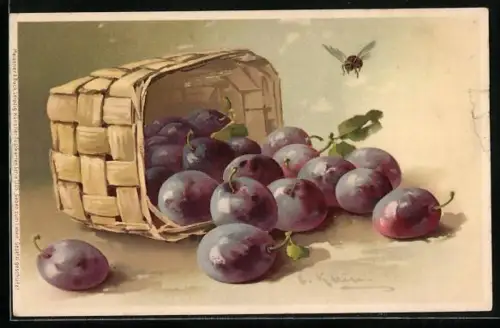 Künstler-AK Catharina Klein: Korb mit blauen Früchten