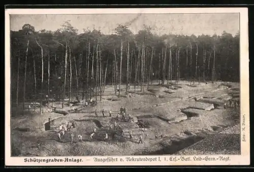 AK Errichten der Schützengraben-Anlage durch das Rekrutendepot 1, 1. Erf.-Batl. Leib-Gren.-Regt.