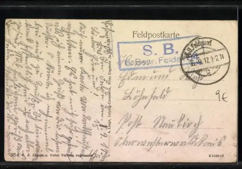 AK Soldaten in Uniform mit Gasmasken inmitten von Ruinen